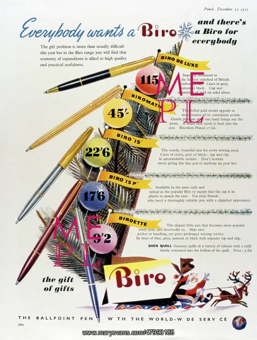 : Advertisement for the Biro ballpoint pen : Advertisement for the Biro ballpoint pen