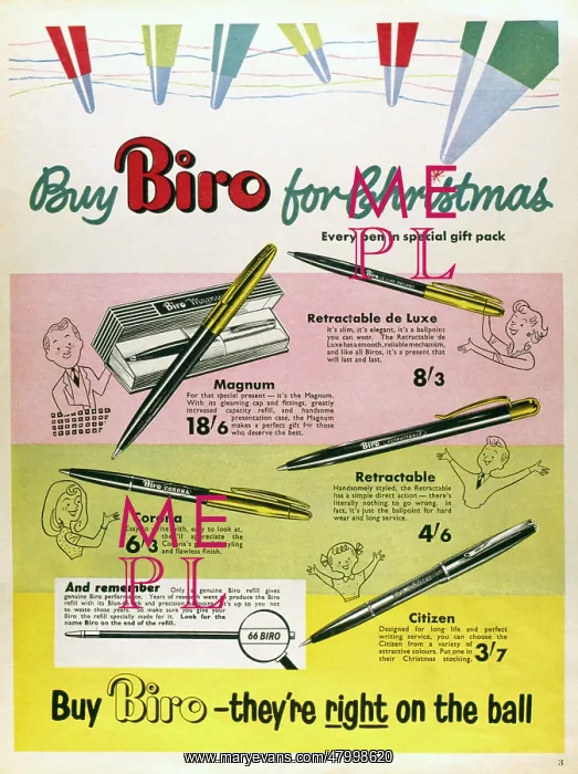 : Advertisement for the Biro ballpoint pen : Advertisement for the Biro ballpoint pen