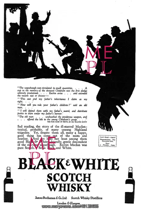 : Advertisement for Black & White Whisky : Advertisement for Black & White Whisky