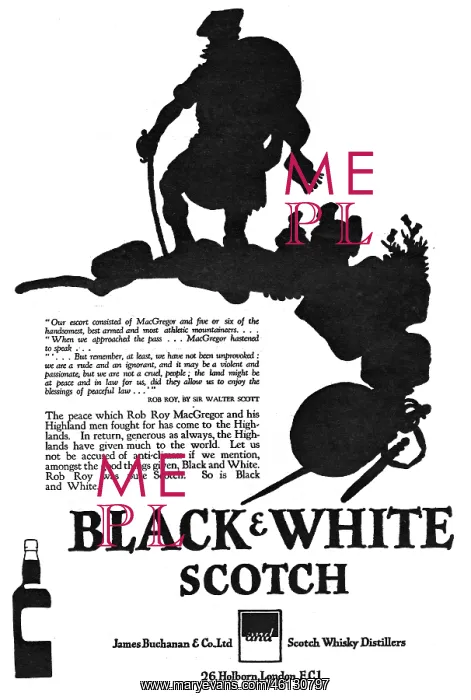 : Advertisement for Black & White Whisky : Advertisement for Black & White Whisky