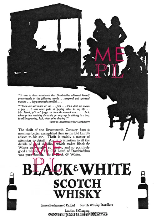 : Advertisement for Black & White Whisky : Advertisement for Black & White Whisky