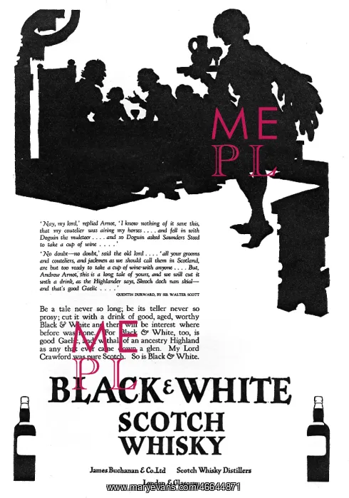 : Advertisement for Black & White Whisky : Advertisement for Black & White Whisky