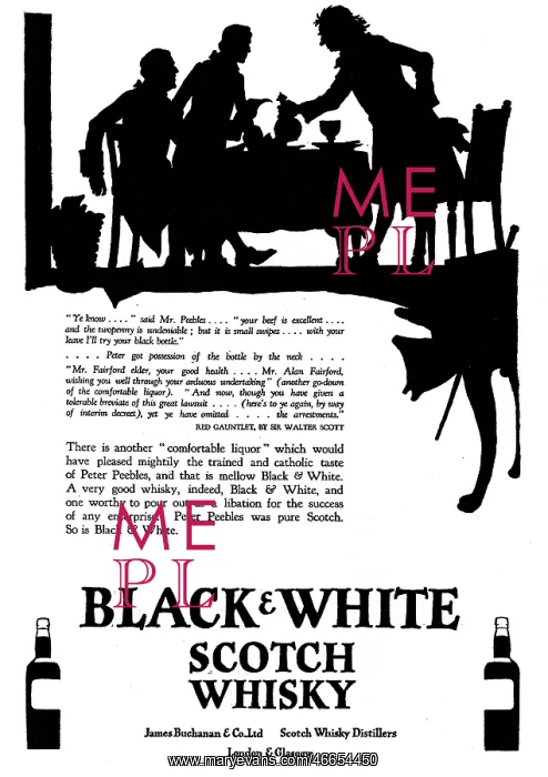: Advertisement for Black & White Whisky : Advertisement for Black & White Whisky