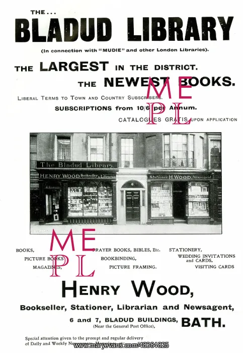 : Advert for The Bladud Library, Bath : Advert for The Bladud Library, Bath