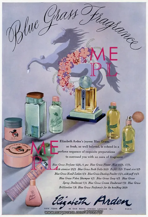 : Advertisement for Blue Grass by Elizabeth Arden : Advertisement for Blue Grass by Elizabeth Arden