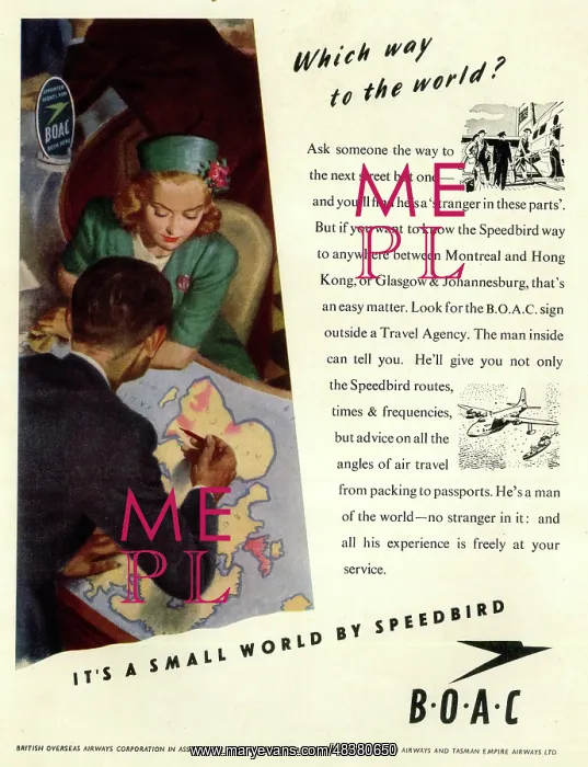 : Advert, BOAC, British Overseas Airways : Advert, BOAC, British Overseas Airways