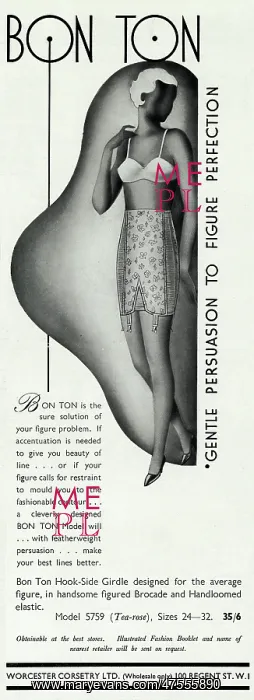 : Advert for Bon Ton Girdles 1934 : Advert for Bon Ton Girdles 1934