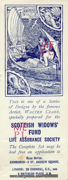 : Advertising bookmark, August, designed by Walter Crane : Advertising bookmark, August, designed by Walter Crane