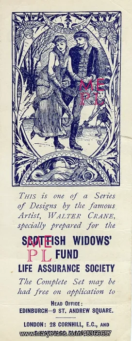 : Advertising bookmark, January, designed by Walter Crane : Advertising bookmark, January, designed by Walter Crane