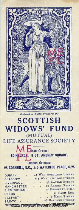 : Advertising bookmark, June, designed by Walter Crane : Advertising bookmark, June, designed by Walter Crane