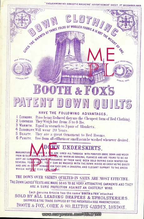 : Advertisement, Booth & Fox's Patent Down Quilts : Advertisement, Booth & Fox's Patent Down Quilts