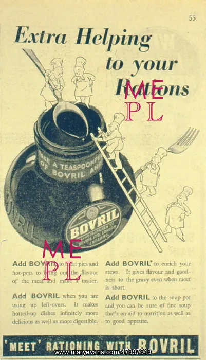 : Advertisement for Bovril during wartime rationing : Advertisement for Bovril during wartime rationing