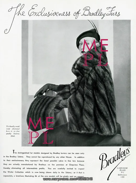  : Advert for Bradleys quality mink 1934