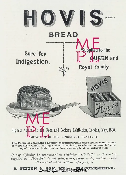 : ADVERT / BREAD / HOVIS 1895 : ADVERT / BREAD / HOVIS 1895