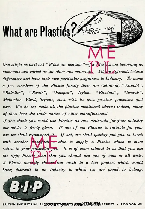 : Advert for British Industrial Plastic Limited 1943 : Advert for British Industrial Plastic Limited 1943