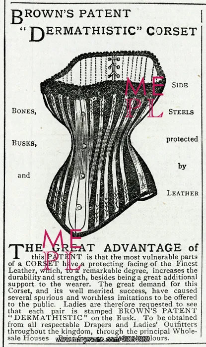 : Advert in Brown's patent corset 1883 : Advert in Brown's patent corset 1883