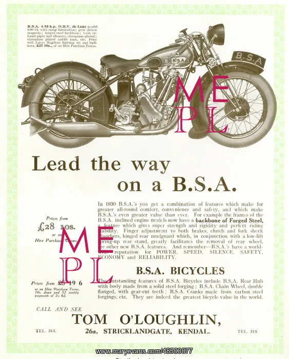  : Advert, BSA Motor Cycle