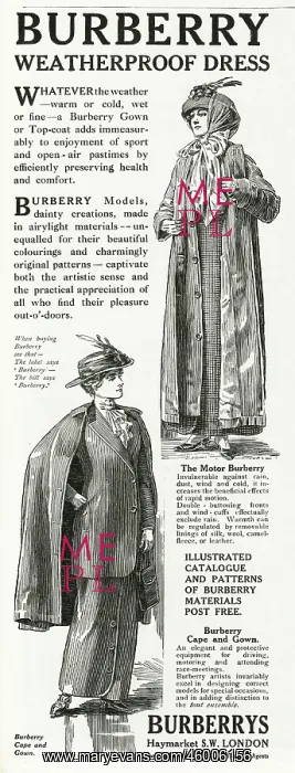 : Advert for Burberry motor-coat 1913 : Advert for Burberry motor-coat 1913