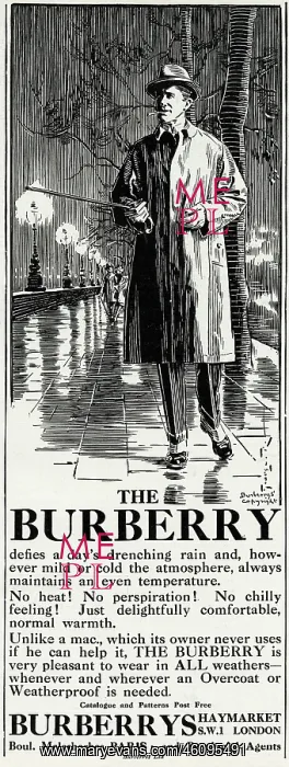 : Advert for Burberry trench coat 1924 : Advert for Burberry trench coat 1924