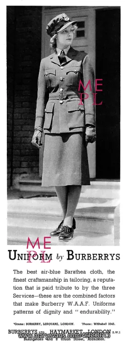 : Advert for Burberry W.A.A.F. uniforms 1940 : Advert for Burberry W.A.A.F. uniforms 1940
