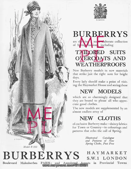 : Advert for Burberrys tailored suits, overcoats : Advert for Burberrys tailored suits, overcoats