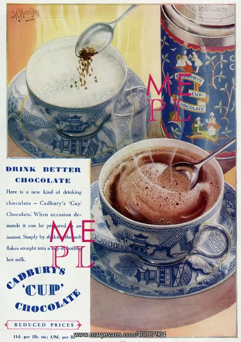  : Advert for Cadbury's cup chocolate 1930
