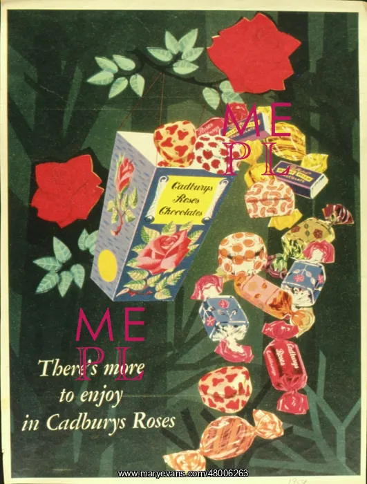 : Advertisement for Cadbury's Roses chocolates : Advertisement for Cadbury's Roses chocolates