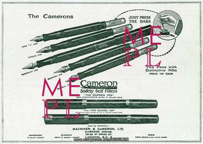 : Advert for Cameron Pens 1919 : Advert for Cameron Pens 1919