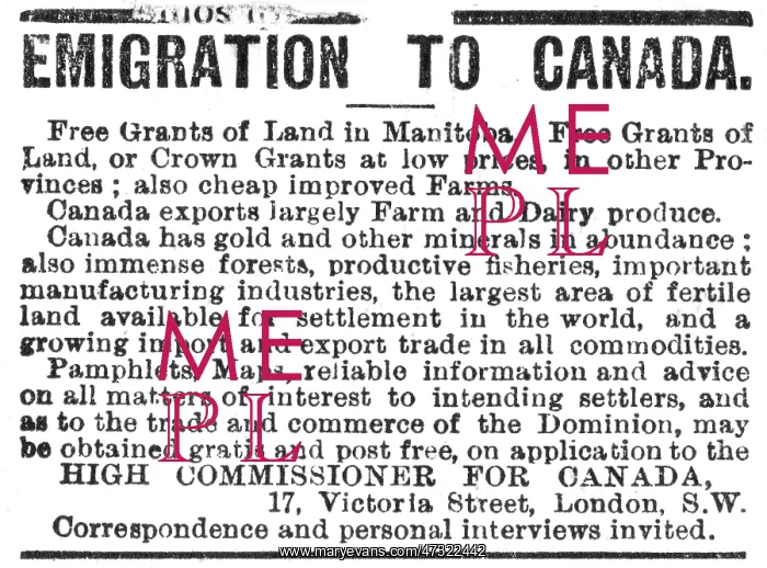: ADVERT FOR CANADA : ADVERT FOR CANADA