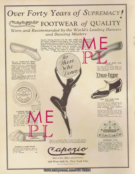  : Advert for Capezio dancing shoes, 1927