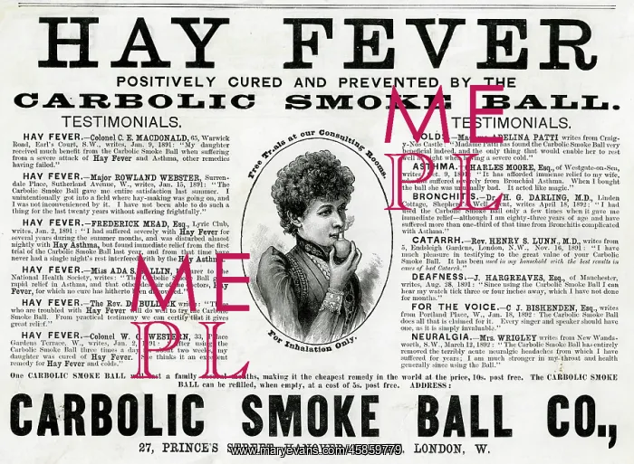 : Advert for Carbolic smoke ball 1892 : Advert for Carbolic smoke ball 1892