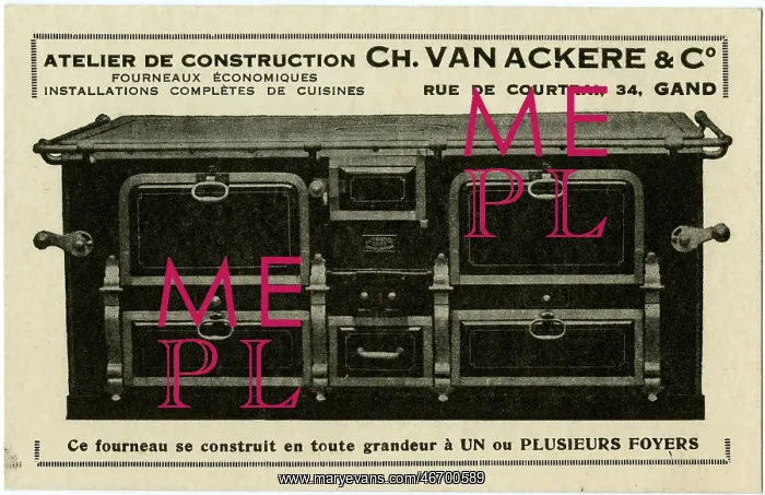 : Advertising card for Belgian Cooking Range : Advertising card for Belgian Cooking Range