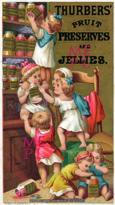 : Advertising card for Thurbers Fruit Preserves and Jellies : Advertising card for Thurbers Fruit Preserves and Jellies
