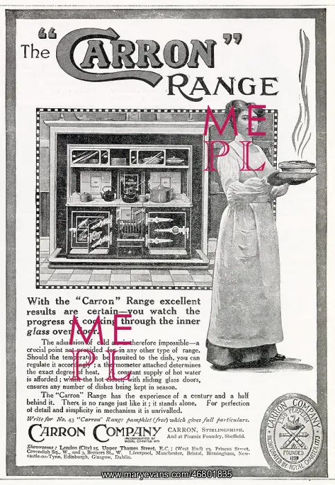 : Advert for Carron Company - Cooker Range 1911 : Advert for Carron Company - Cooker Range 1911