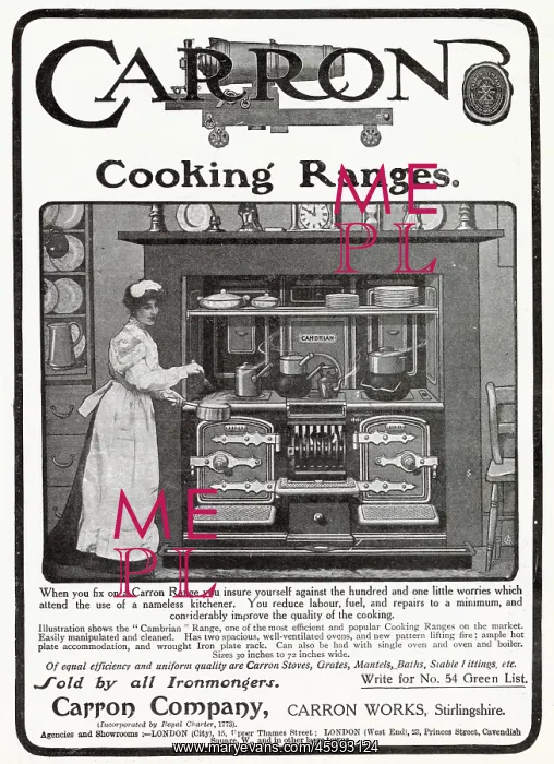 : Advert for Carron Company - Cooking Range 1905 : Advert for Carron Company - Cooking Range 1905