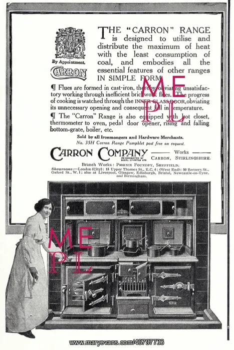 : Advert for Carron - Cooking Range 1920 : Advert for Carron - Cooking Range 1920