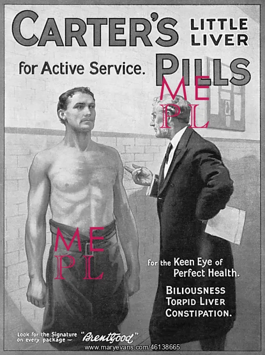 : Advert for Carter's Little Liver Pills, WW1 : Advert for Carter's Little Liver Pills, WW1