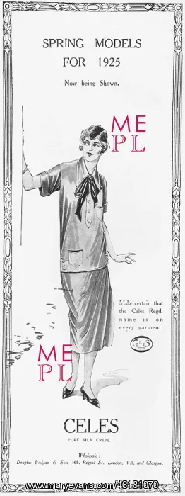 : Advert for Celes pure silk Spring Models for 1925