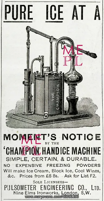  : Advert for Champion Ice Machine 1889
