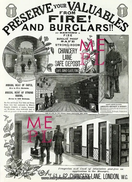 : Advert for Chancery Lane Safe Deposit 1886 : Advert for Chancery Lane Safe Deposit 1886