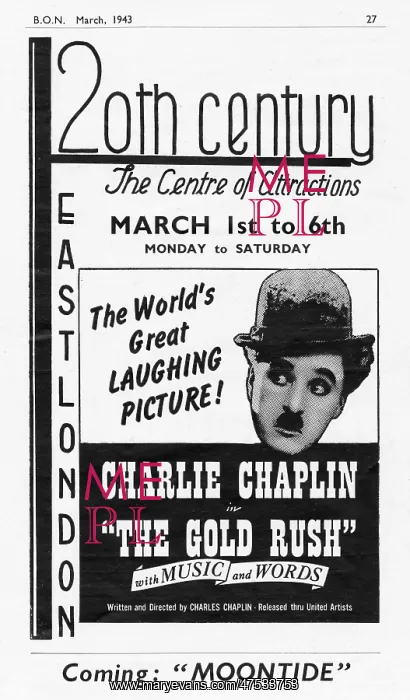 : Advert for Chaplin in The Gold Rush : Advert for Chaplin in The Gold Rush