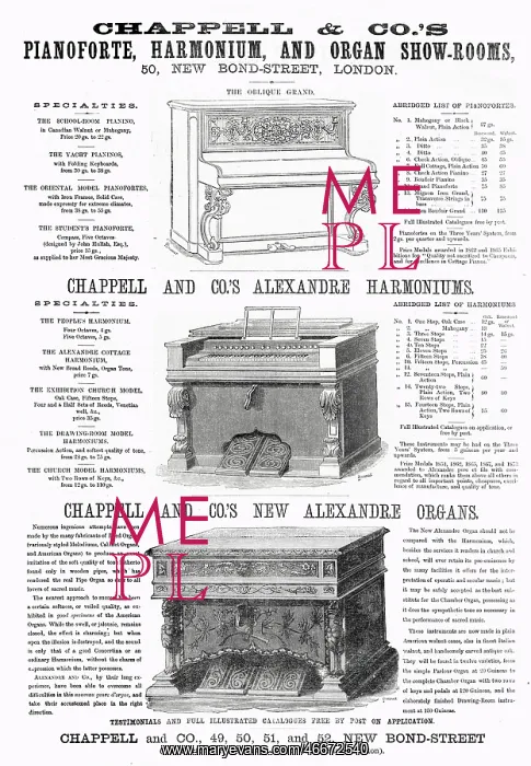 : Advert for Chappell & Co.'s musical instruments 1875 : Advert for Chappell & Co.'s musical instruments 1875