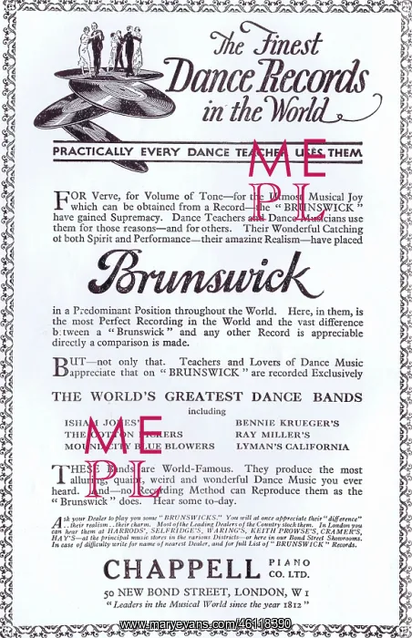 : Advert for Chappell music dance records, 1925 : Advert for Chappell music dance records, 1925