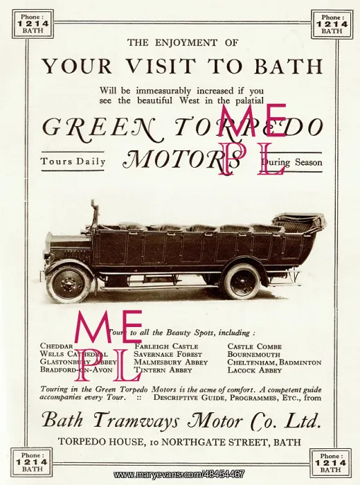 : Advert, Charabanc Motor Coach Tours, Bath : Advert, Charabanc Motor Coach Tours, Bath