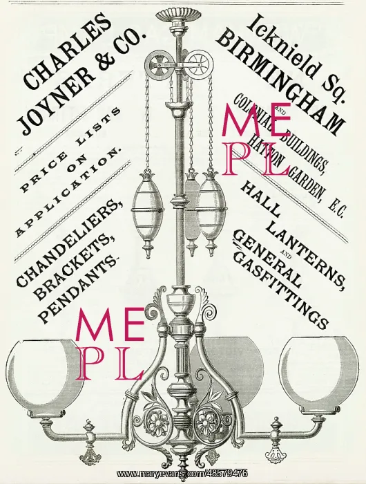 : Advert for Charles Joyner & Co. lighting 1888 : Advert for Charles Joyner & Co. lighting 1888