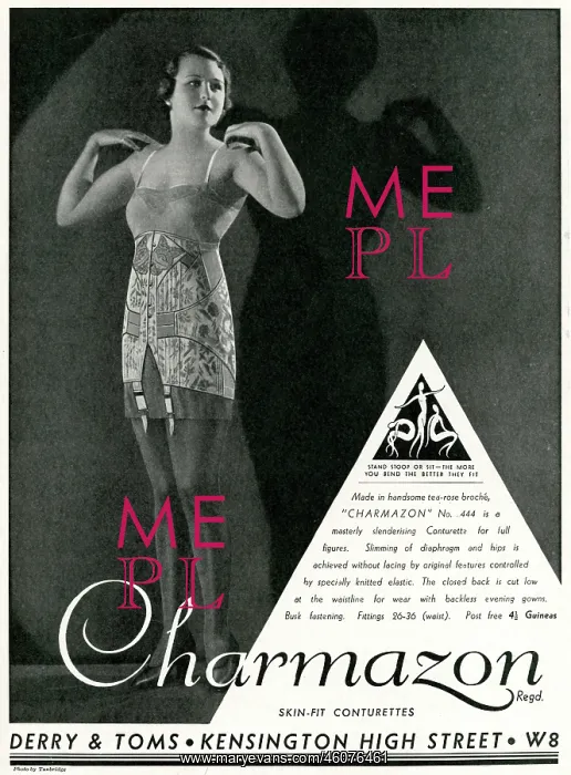 : Advert for Charmazon women's underwear 1933 : Advert for Charmazon women's underwear 1933