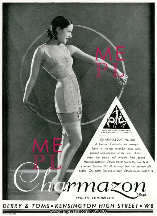 : Advert for Charmazon women's underwear 1933 : Advert for Charmazon women's underwear 1933