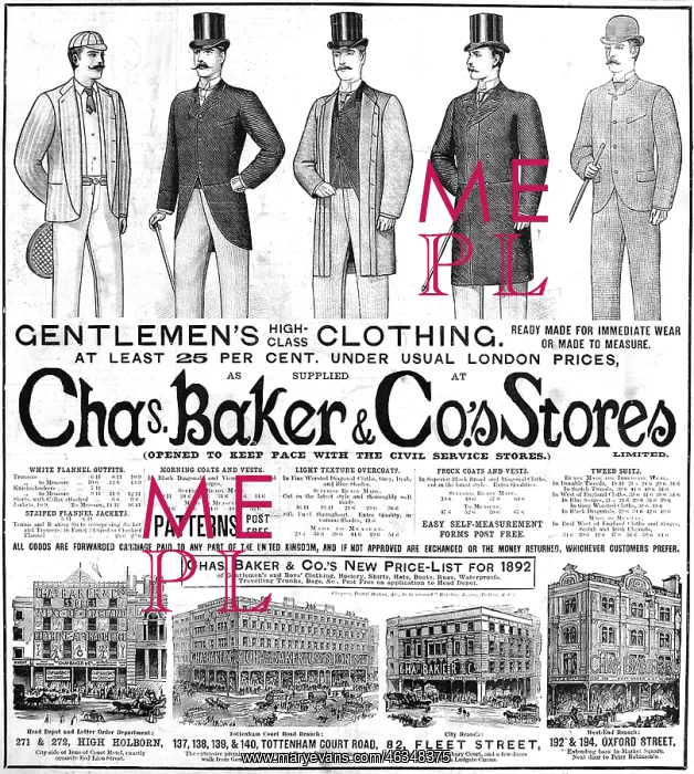 : Advert for Chas Baker and Co.Stores 1892 : Advert for Chas Baker and Co.Stores 1892