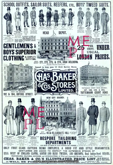: Advert, Chas Baker & Co Stores Limited, London : Advert, Chas Baker & Co Stores Limited, London