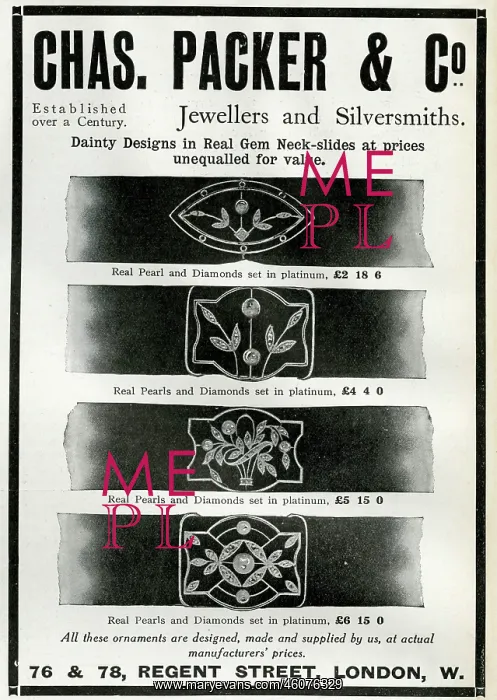 : Advert for Chas. Packer & Co, neck-slides 1912 : Advert for Chas. Packer & Co, neck-slides 1912